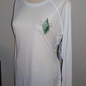 VAPOR APPAREL MS SIZE LARGE WHITE VITAMIN SEA UPF 50+ SUN BLOCK LONG SLEEVE TOP